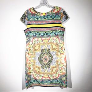 Dots Multicolor Patterned Sheath Dress Size Medium